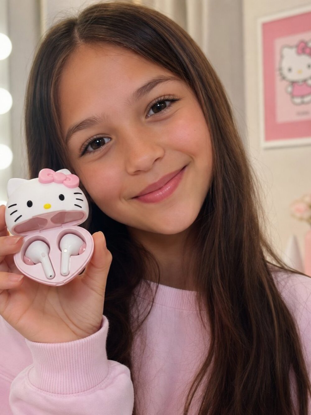 Hello Kitty Bluetooth Wireless Earbuds – Charging Case & Built‑In Mic